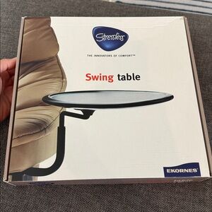 NIB Ekornes Stressless Swing Table Teak Stain